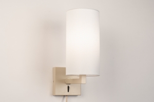 wandlamp 31454 landelijk modern stof metaal wit mat beige zand rond vierkant