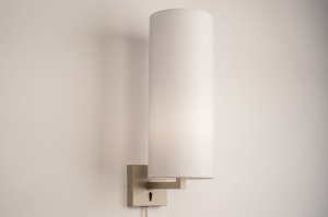 wandlamp 31455 landelijk modern stof metaal wit mat beige zand rond vierkant