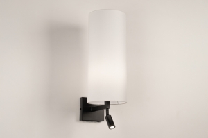 wandlamp 31465 modern eigentijds klassiek stof metaal zwart mat wit mat rond vierkant