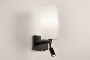 wandlamp 31466 modern eigentijds klassiek stof metaal zwart mat wit mat rond vierkant
