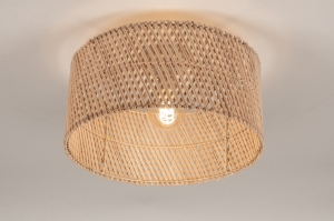 plafondlamp 31474 modern riet beige naturel rond