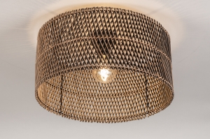 plafondlamp 31475 modern riet zwart naturel rond