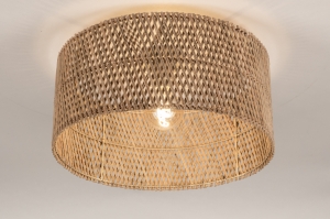 plafondlamp 31476 modern riet beige naturel rond