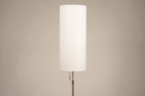 vloerlamp 31477 landelijk modern eigentijds klassiek staal rvs stof metaal wit mat staalgrijs rond langwerpig