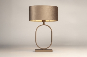tafellamp 31482 modern eigentijds klassiek stof metaal brons taupe ovaal