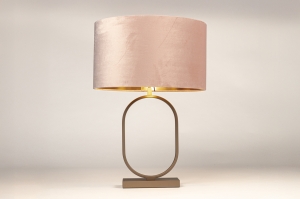 tafellamp 31484 modern eigentijds klassiek stof metaal roze brons rond