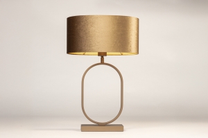 tafellamp 31488 modern eigentijds klassiek stof metaal goud brons ovaal