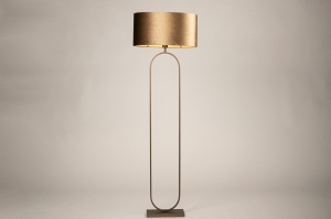 Stehleuchte 31490 modern zeitgemaess klassisch Stoff Metall Goldfarben Bronze braun oval