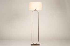 vloerlamp 31494 modern eigentijds klassiek stof metaal brons beige rond