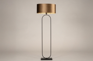 vloerlamp 31497 modern eigentijds klassiek stof metaal zwart goud bruin ovaal