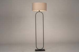 vloerlamp 31498 modern eigentijds klassiek stof metaal zwart taupe rond