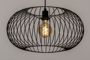 hanglamp 31499 modern retro metaal zwart mat rond