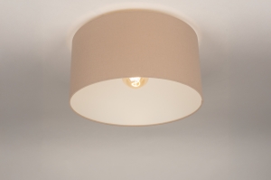 Deckenleuchte 31500 laendlich modern Stoff Metall taupe rund