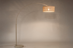 vloerlamp 31503 landelijk modern retro metaal riet beige naturel rond