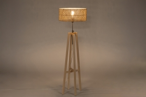 vloerlamp 31508 landelijk modern hout licht hout riet naturel rond rechthoekig