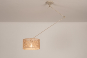 hanglamp 31518 landelijk modern metaal riet beige naturel rond langwerpig