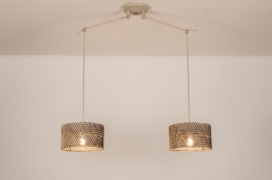 hanglamp 31519 landelijk modern metaal riet zwart beige naturel rond langwerpig