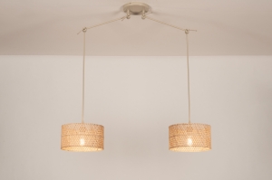 hanglamp 31520 landelijk modern metaal riet beige naturel rond langwerpig