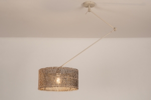 hanglamp 31521 landelijk modern metaal riet zwart beige naturel rond langwerpig