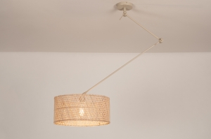 hanglamp 31522 landelijk modern metaal riet beige naturel rond langwerpig