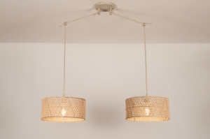 hanglamp 31524 landelijk modern metaal riet beige naturel rond langwerpig