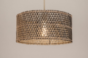 hanglamp 31541 landelijk modern metaal rotan zwart beige naturel rond