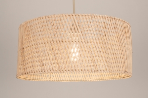 hanglamp 31544 landelijk modern metaal rotan beige naturel rond