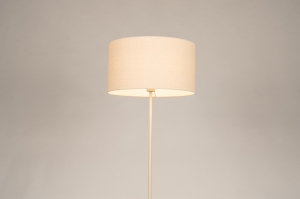 staande lamp 31549 landelijk modern stof metaal beige rond