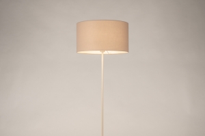 vloerlamp 31550 landelijk modern stof metaal beige taupe rond