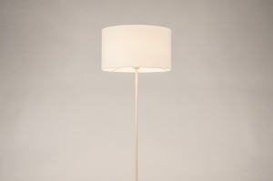 vloerlamp 31555 landelijk modern stof metaal wit beige rond