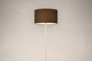 vloerlamp 31556 landelijk modern stof metaal bruin beige rond