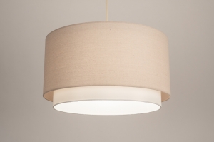 hanglamp 31557 landelijk modern stof metaal wit beige rond