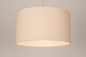 Haengeleuchte 31561 laendlich modern Stoff Metall Beige Sand rund