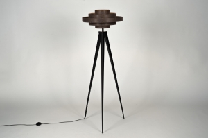 vloerlamp 31574 modern retro stof metaal zwart bruin