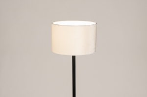 vloerlamp 31580 landelijk modern eigentijds klassiek stof metaal zwart mat beige creme rond