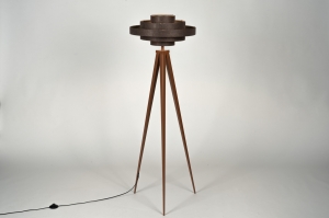 vloerlamp 31582 modern retro stof metaal bruin rond