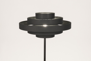 Stehlampe 31583 modern Retro Stoff Metall schwarz matt rund