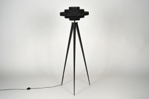 vloerlamp 31584 modern retro stof metaal zwart
