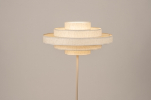 Stehlampe 31591 modern Retro Stoff Metall Beige Sand rund