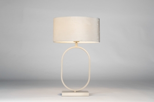 tafellamp 31595 modern eigentijds klassiek stof metaal beige creme zand ovaal