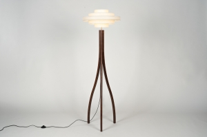tafellamp 31597 landelijk modern retro hout licht hout donker hout stof bruin beige zand rond