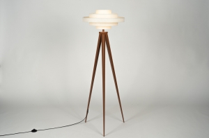 vloerlamp 31598 modern retro stof metaal bruin beige zand rond