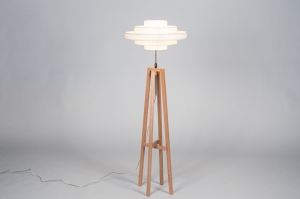 staande lamp 31599 modern retro hout licht hout stof beige hout zand rond langwerpig