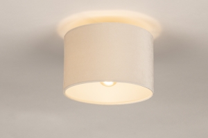plafondlamp 31606 landelijk modern stof metaal beige creme zand rond