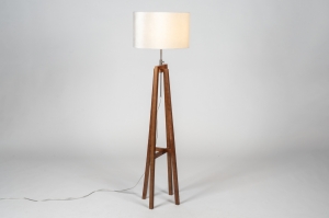 vloerlamp 31616 landelijk modern hout stof bruin beige creme rond