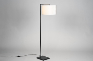 vloerlamp 31621 modern eigentijds klassiek stof metaal zwart mat beige creme rond rechthoekig