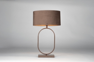tafellamp 31626 modern retro eigentijds klassiek stof metaal bruin ovaal