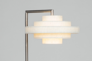 vloerlamp 31627 landelijk modern eigentijds klassiek staal rvs stof metaal beige staalgrijs zand rond rechthoekig