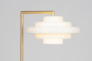 vloerlamp 31628 modern retro eigentijds klassiek messing (kleur) geschuurd stof metaal goud beige messing (kleur) zand rond rechthoekig