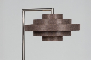 vloerlamp 31630 landelijk modern retro eigentijds klassiek staal rvs stof metaal bruin staalgrijs rond rechthoekig